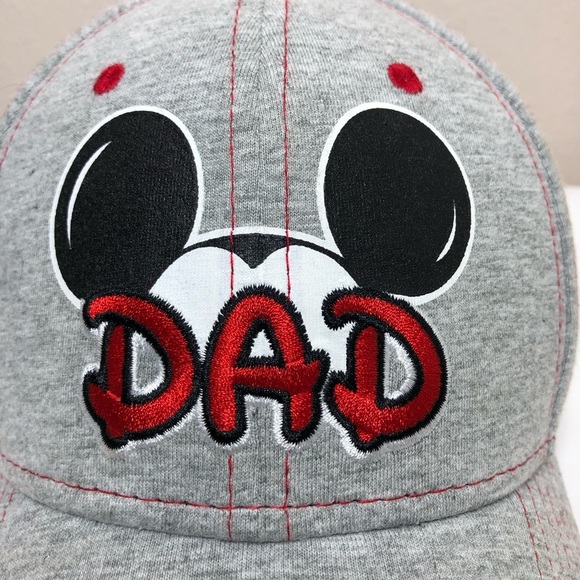 Disney Men's Cotton Mickey Mouse Dad Fan Adjustable Gray Red Black Baseball Cap - Picture 4 of 13